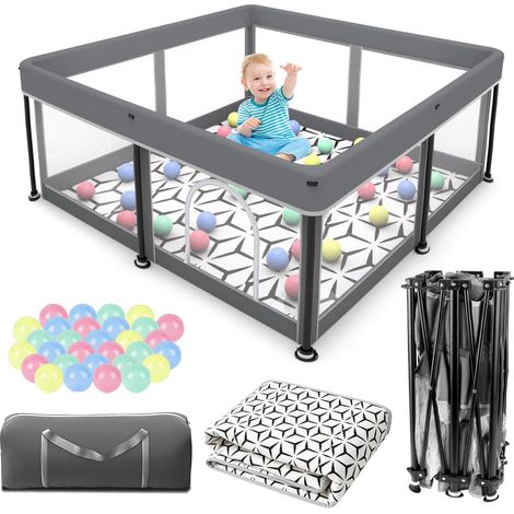 Parc pliable pour bébé avec tapis – Portable, spacieux et robuste pour bébés et tout-petits, installation rapide en 1 minute, facile à transporter, parc de jeu pliable pour une utilisation en (1/5)