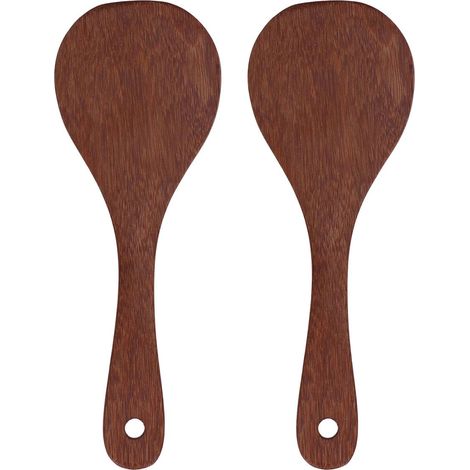 Juego de 2 espátulas para arroz, madera natural de Millettia Laurentii, resistentes al calor, diseño ergonómico, para la cocina. (1/5)