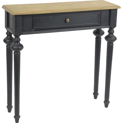 Amadeus - Console 1 tiroir en bois massif noir L80 cm New Légende