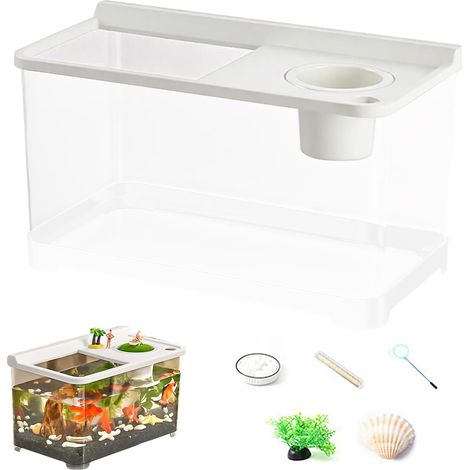 Aquarium Petit 20 cm avec 3 Lumières Colorées Bac À Poisson (1/5)