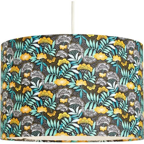 Litecraft Leonora Leaf Design Black Easy Fit Lampshade Drum Ceiling Light Shade (1/5)