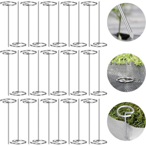30 Pièces Type G Agrafes Geotextile pour Toile de Paillage - Piquet pour Gazon Synthétique Paillis Fixe