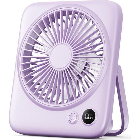 Ventilateur de bureau portable, alimenté par batterie rechargeable 4000 mAh et alimenté par USB, ventilateur silencieux à 4 vitesses, pliable (1/5)