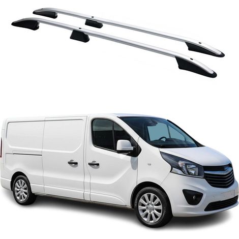 OMAC Barres de Toit longitudinales pour Renault Trafic / Opel Vivaro B 2014-2026 L2 Empattement long Aluminium Gris