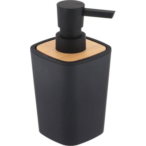 Seifenspender rubber + abs und bambus 380 ml - schwarz - Tendance