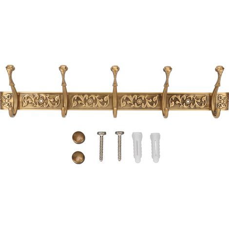 Perchero y sombrerero con barra para ganchos – perchero de pared vintage de aluminio con 2 ganchos, negro, antideslizante, para autoensamblaje (1/5)
