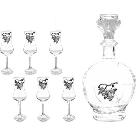 Bottiglia e bicchieri per liquore whisky decanter grappa in vetro tavola casa ottima idea regalo (1/5)