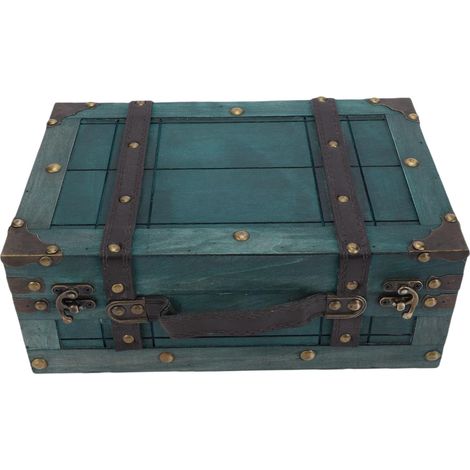 Vintage Retro Wooden Chest, Wooden Storage Chest with Lid, Antique Suitcase for Home Decor, Photography Prop Storage (1/5)