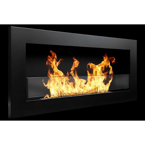 Divina Fire – Cheminée bioéthanol murale ou encastrable – Acier inoxydable – Brûleur 2,5 kW pour pièces jusqu'à 25 m² – Dimensions 90x12x40 cm