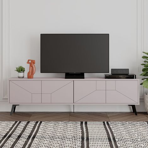 Decortie Dune Modern TV Stand Multimedia Centre TV Unit Mocha Grey With Storage Cabinet 180cm