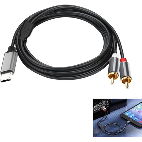 Câble USB C vers 2 RCA, Adaptateur Audio Type C vers RCA, Câble Stéréo Numérique Audio USB C ver Double pour Téléphone Huawei, Amplificateur Home Cinéma, Compatible Samsung Xiaomi OnePlus (1M) (1/5)