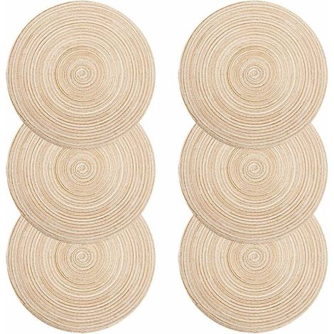 Sunxury – Lot de 30 sets de table ronds 35x35cm – Polypropylène tressé lavable – Résistants à la chaleur jusqu'à 70℃ – Antidérapants, ivoire