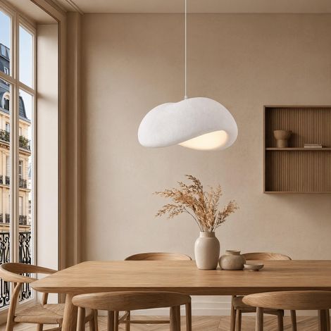 Suspension Wabi Sabi, Lustre Moderne Cloud, éClairage Nordique Blanc Texturé De Style Japonais à Douille E27, Lampe Suspendue Pour Salle à Manger, îLot De Cuisine Ou Chambre (50cm/19.7inch) (1/5)