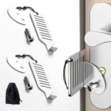Verrou Porte Interieure, Verrou Porte de Sécurité à Intérieur, Verrou Confidentialité avec Sac de Rangement, Serrure Porte Interieure Bloque Porte Hotel, Maison, Appartement (1/5)