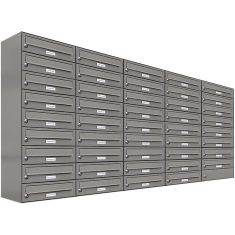 44er Premium Briefkasten Aluminiumgrau RAL Farbe 9007 für Außen Wand Postkasten (1/5)