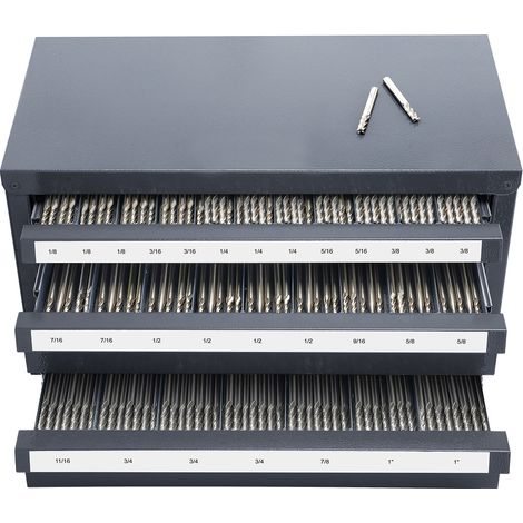 Mophorn Caja de Almacenamiento para Fresas 1/8-1 pulgada Caja Vacía para Cortadores de 3 Cajones 29 Compartimentos Dispensador de Cortadores 37,5x20x20 cm Apilable Fácil Identificación para Taller Bro