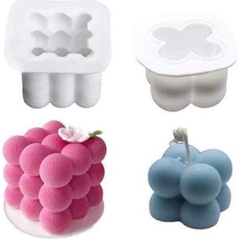 Moule de cuisson,Moulle 3d Patisserie,Moule en Silicone,Moule en Forme de Cubes 3D Pour Artisanat,Moulle à Gâteau Silicone,2PCS (1/4)