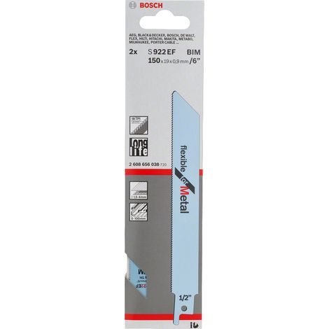 Hoja de sierra sable S 922 EF Flexible for Metal  BOSCH 2608656038