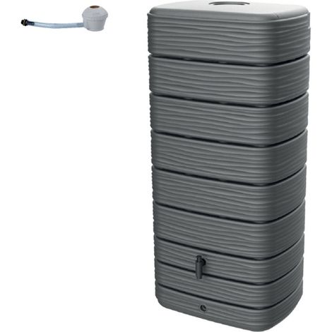 Récupérateur d'eau Récup'O + kit collecteur - Gris anthracite - 650 L - Eda