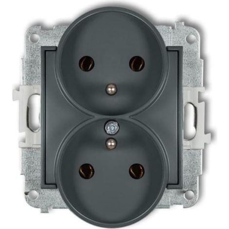 Mini-Doppelsteckdose mit/ohne Steckdose, Graphit matt 28MGPR-2z