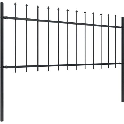 INLIFE Clôture de jardin avec dessus en lance Acier 3,4x0,8 m Noir (1/5)