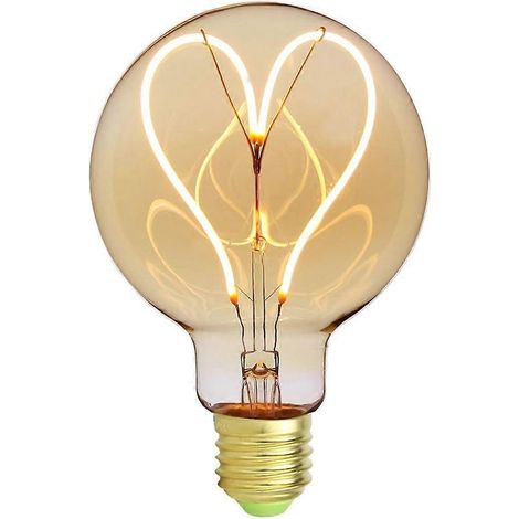 Ampoule Edison vintage classique G95 à filament LED doux en forme de cœur, verre ambré, 4 W, 220/240 V, culot E27 (1/5)