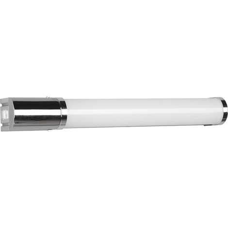 1 Applique murale LED, Plastique chromé, Interrupteur intégré, Prise Schuko, IP44, Salle de bain
