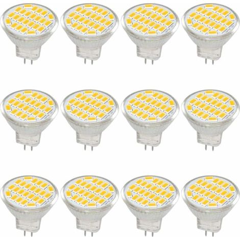 Ampoule LED NA/MR11 GU4, DC/AC 10-30V, 3W, équivalent à 30W halogène, 400 lumens, blanc chaud 3000K, remplacement LED (paquet de 12) (1/5)