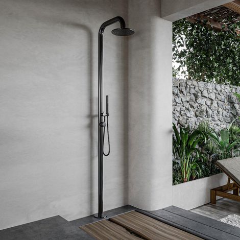 Fortifura Outdoor Deluxe Douche extérieur sur pied - Inox 316 - douchette - douche pluie - Gunmetal (1/4)