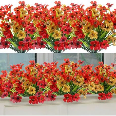 12 UV-beständige künstliche Blumensträuße für den Garten, künstliche Seidenpflanzen für die Innendekoration und mehr (1/5)