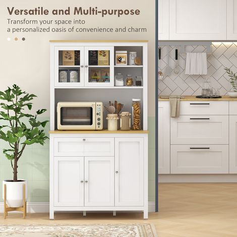 Armoire de cuisine autoportante à 5 portes avec étagères réglables, 180 cm de hauteur, idéale pour l'organisation de la maison. (1/5)