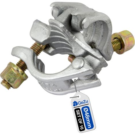 Lot de 16 Coupleur d’échafaudage zingué électrolytique Ø48 x 48 mm – serre‑joint léger électrozingué pour tuyau acier construction – GeZu Impex