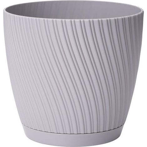 Pot de fleurs Mika 15 avec soucoupe en platine FORM-PLASTIC