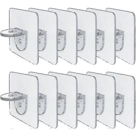 Lot de 12 supports d'étagère autocollants pour étagère, armoire, étagère en verre, support de rangement (1/5)