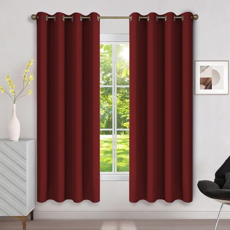 Lot de 2 Rideau, Opaque, Thermique, Isolant, Rouge, Œillets, Salon Chambre