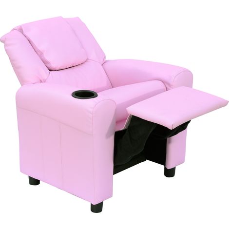 HOMCOM Kids Recliner Chair with Adjustable Backrest & Footrest Pink