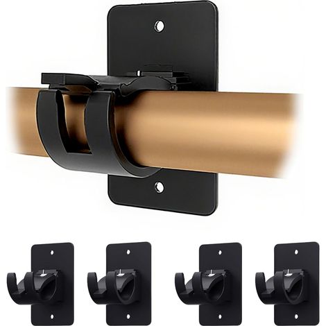Lot de 4 supports de tringle à rideaux-Crochets adhésifs pour tringle à rideaux-Crochets de tringle à rideaux sans clous pour salle de bain et salon (1/5)