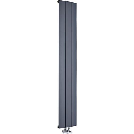 Hudson Reed – Radiateur vertical en aluminium anthracite 160 x 28 cm – Puissance 726W – Raccordement central pour gain de place – Garantie 10 ans