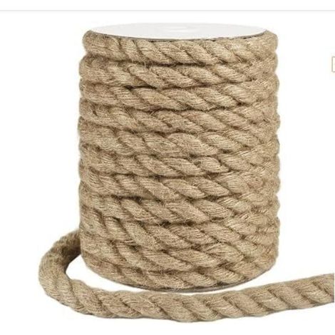 Corde de Jute 14 mm x 15 m - Solide en Fibre Naturelle pour Jardin, Bricolage, Décoration, Empaquetage et Camping - Robuste Cordon de Colis - Ruban de Jute