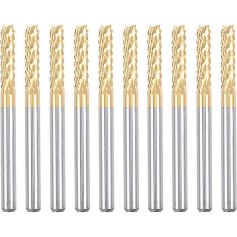 10 Stück Hartmetall-Schneidplatten mit Titanbeschichtung für Leiterplattenmaschinen, 1/8 Zoll Schaft 3 mm