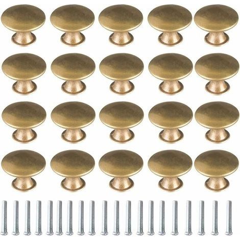Bouton de Porte Laiton 20 Pièces Vintage Laiton Poignées Boutons de Meuble Boutons Porte de Tiroir Poignée de Meuble Bouton de Meuble Vintage pour Tiroir Armoire Meuble Cuisine de Placard (1/4)