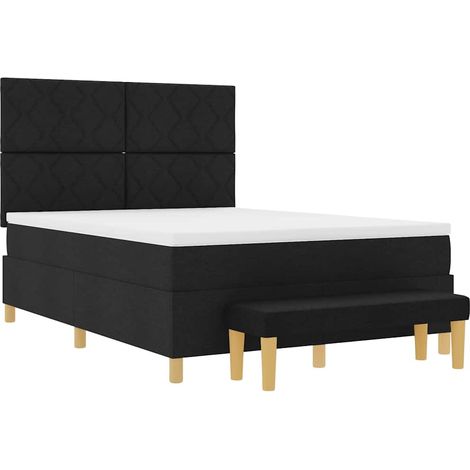 vidaXL Letto a molle con cuscino Nero 190 x 140 cm Tessuto (1/5)