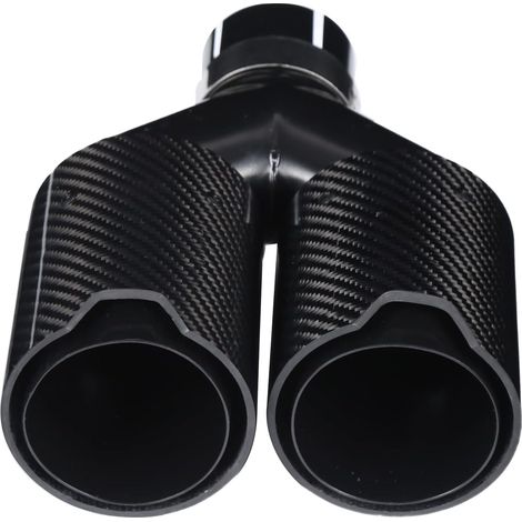 Tip Tuyau D'Échappement de Voiture En Acier Inoxydable 63‑93 Mm En Forme De Y 1‑In‑2‑Out Côté Droit Double Sortie D'Échappement En Fibre De Carbone Noire (1/5)