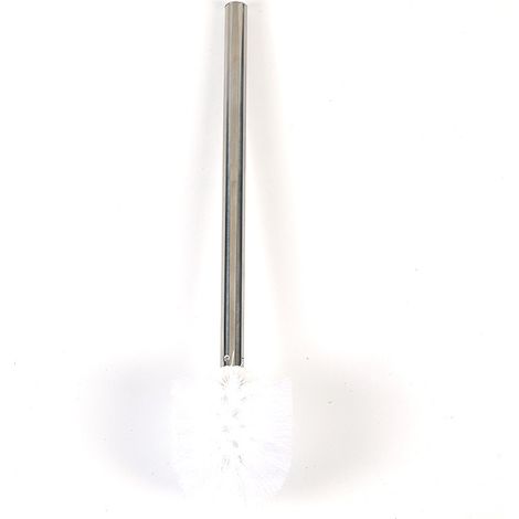 Deux brosses de rechange blanches pour toilettes/salle de bain/WC, avec têtes de brosse de nettoyage et manches en acier inoxydable.