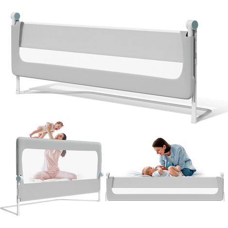 Wolketon 180cm Kinder Bettschutzgitter Bettgitter Kinderbettgitter Babybettgitter Klappbar Höhenverstellbar Rausfallschutz für Familienbett und Kinderbett