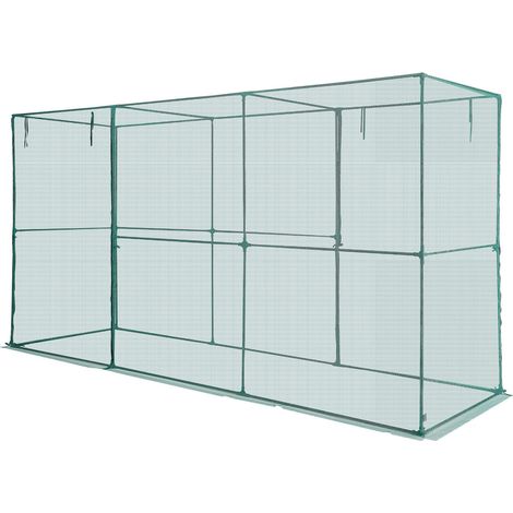 Pflanzenschutzkäfig 3,56 x 1,2 x 1,94 m, Polyester-Netz, Reißverschlusstür und Stahlrahmen für Tomaten und Hochbeete (1/5)