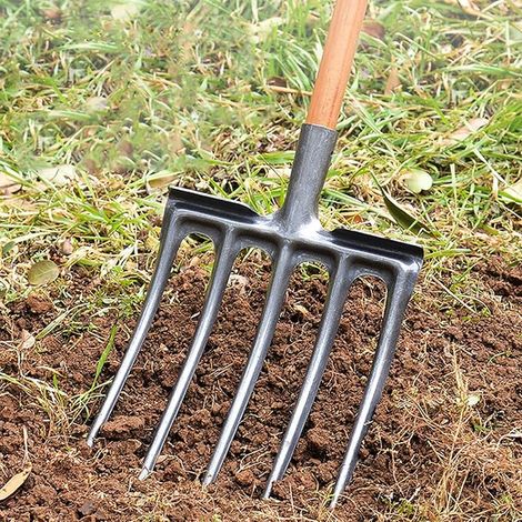 Fourche à bêcher, outil de jardin en acier au carbone, fourche à bêcher, équipement de jardinage (1/3)