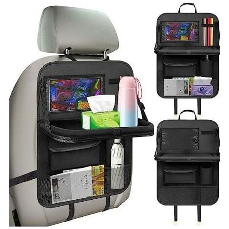 Organisateur de Voiture, Organisateur Voiture Enfant avec Plateau et Poche pour Téléphone/Tablette, Imperméable Organiseurs de Siège Arrière de Voiture pour Rangement des Jouets/ Livres/ Bout (1/5)