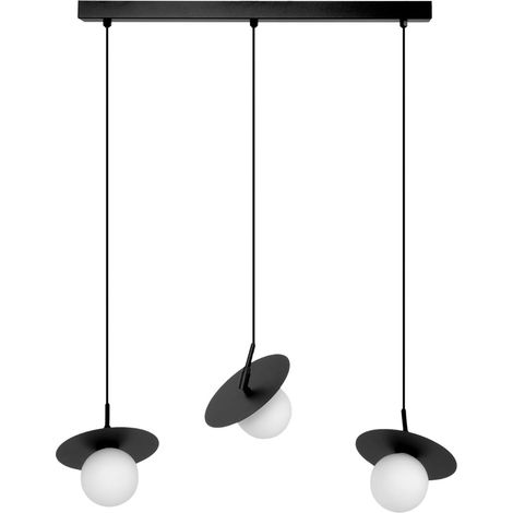 Suspension noire 70 cm 3 globes blancs orientables G9 (1/5)