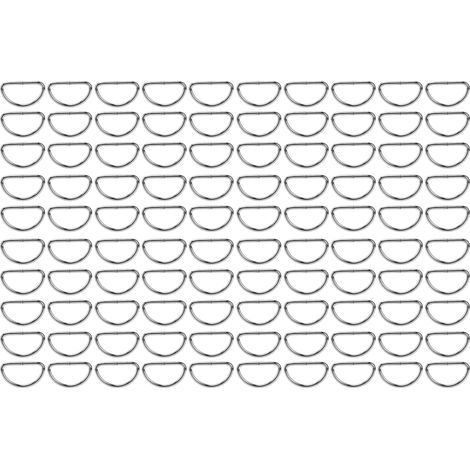 Lot de 100 anneaux en D métalliques argentés pour colliers de chien, sangles de poitrine et accessoires pour valises pour animaux. (1/5)